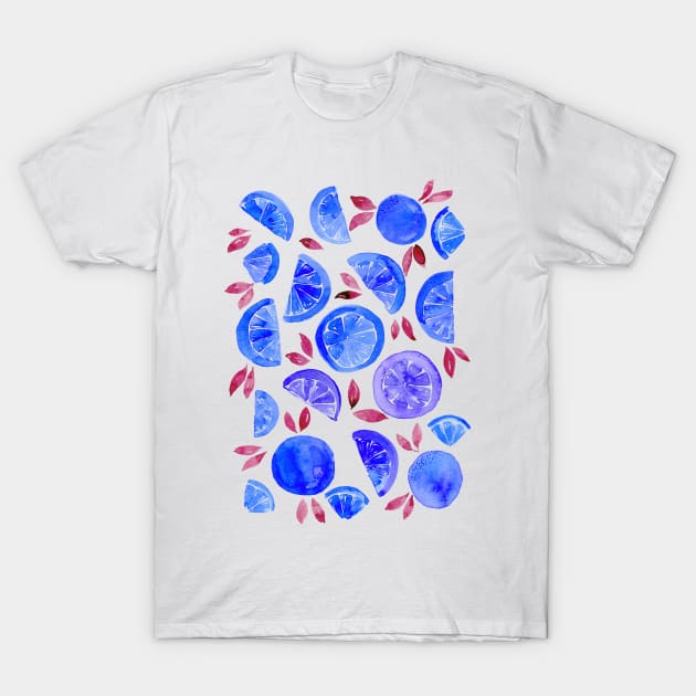 Watercolor grapefruit - funny blue T-Shirt by wackapacka